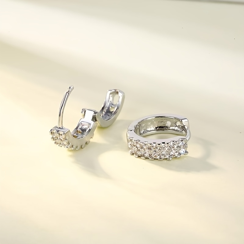 Small Double-row Hoop Earrings with Copper Base — Elegant Style